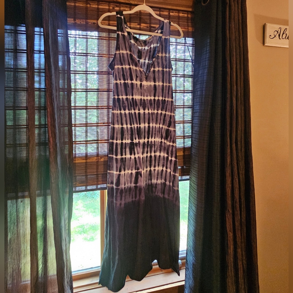 Ruff Hewn Blue and White Halter Maxi Sundress